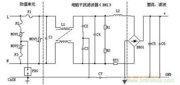 輸入濾波、整流回路原理圖